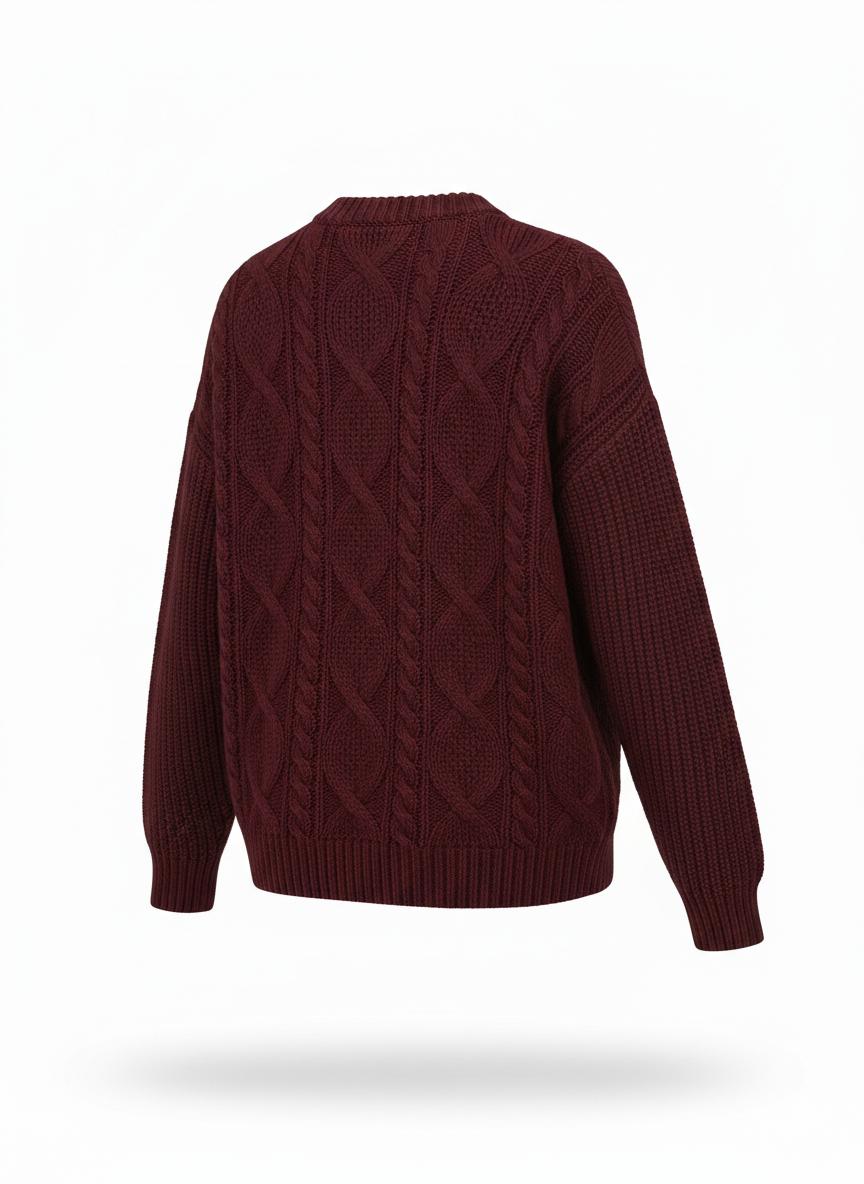 Men's Burgundy Fisherman Rib Sweater