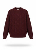 Men's Burgundy Fisherman Rib Sweater