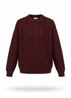 Men's Burgundy Fisherman Rib Sweater