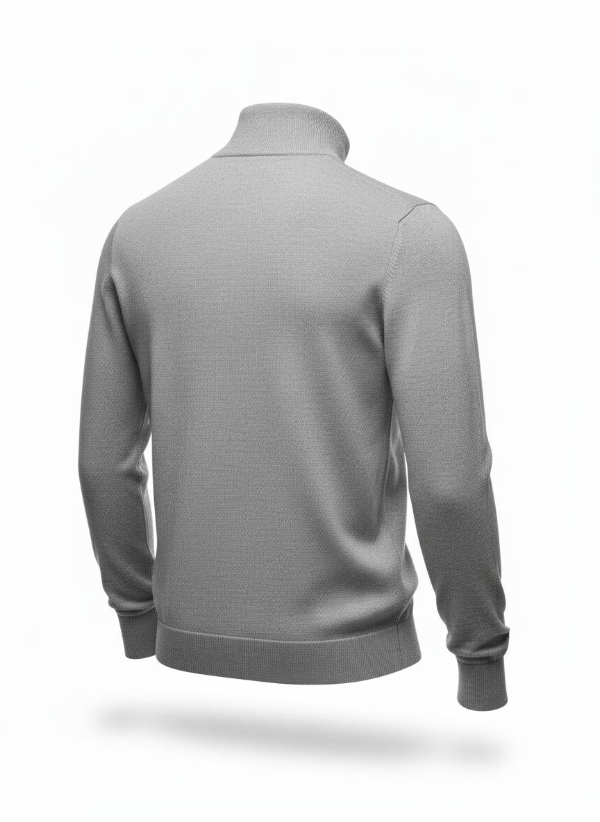 Men's Gray Half-Zip Mock Neck Sweater