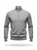 Men's Gray Half-Zip Mock Neck Sweater