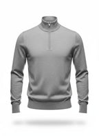 Men's Gray Half-Zip Mock Neck Sweater