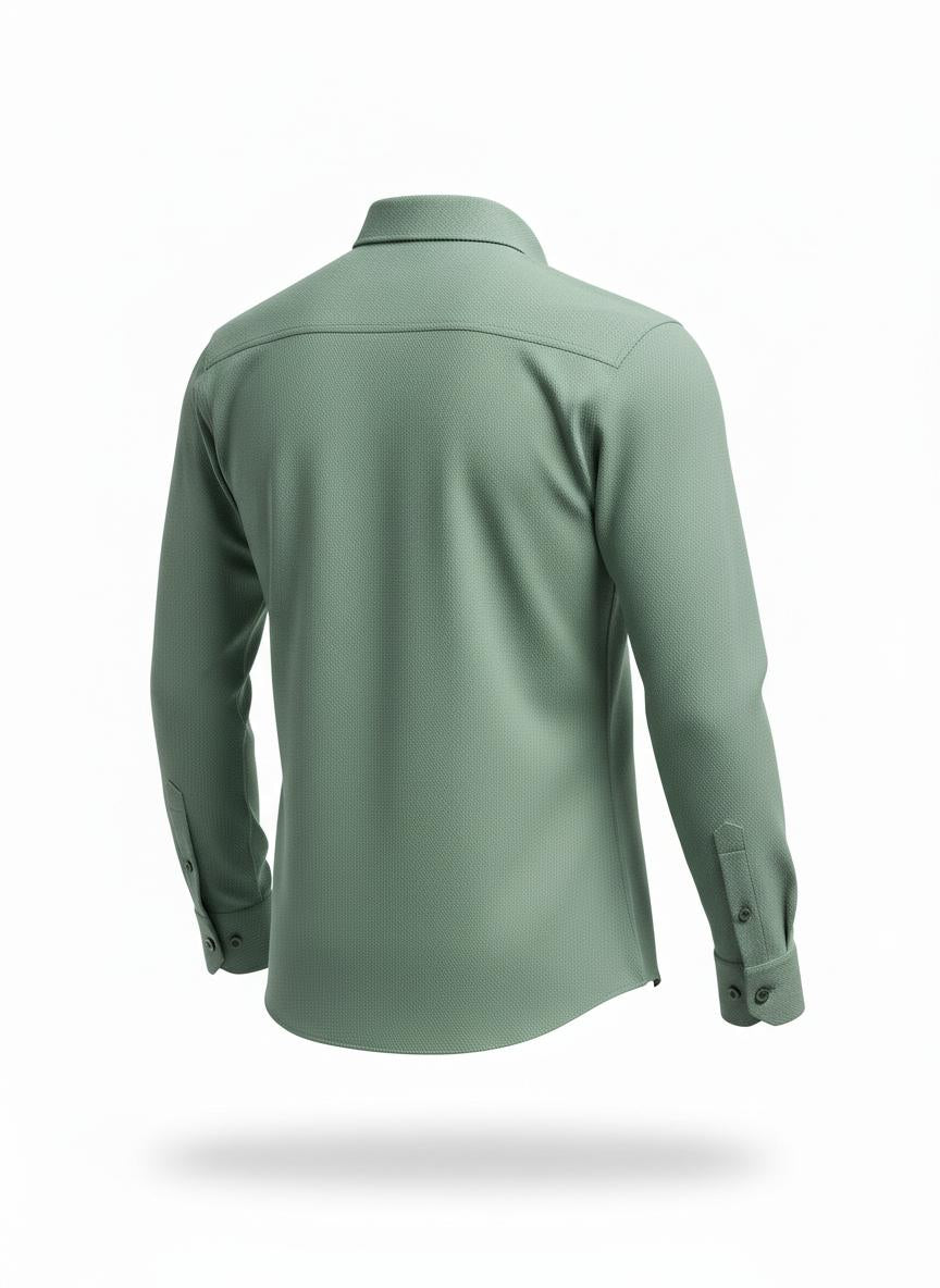 Men's Green Herringbone Twill Shirt
