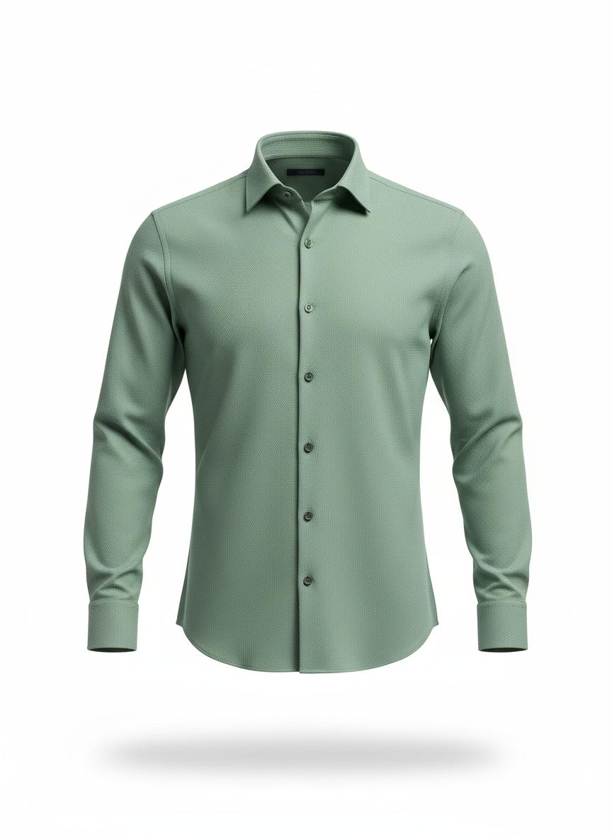 Men's Green Herringbone Twill Shirt