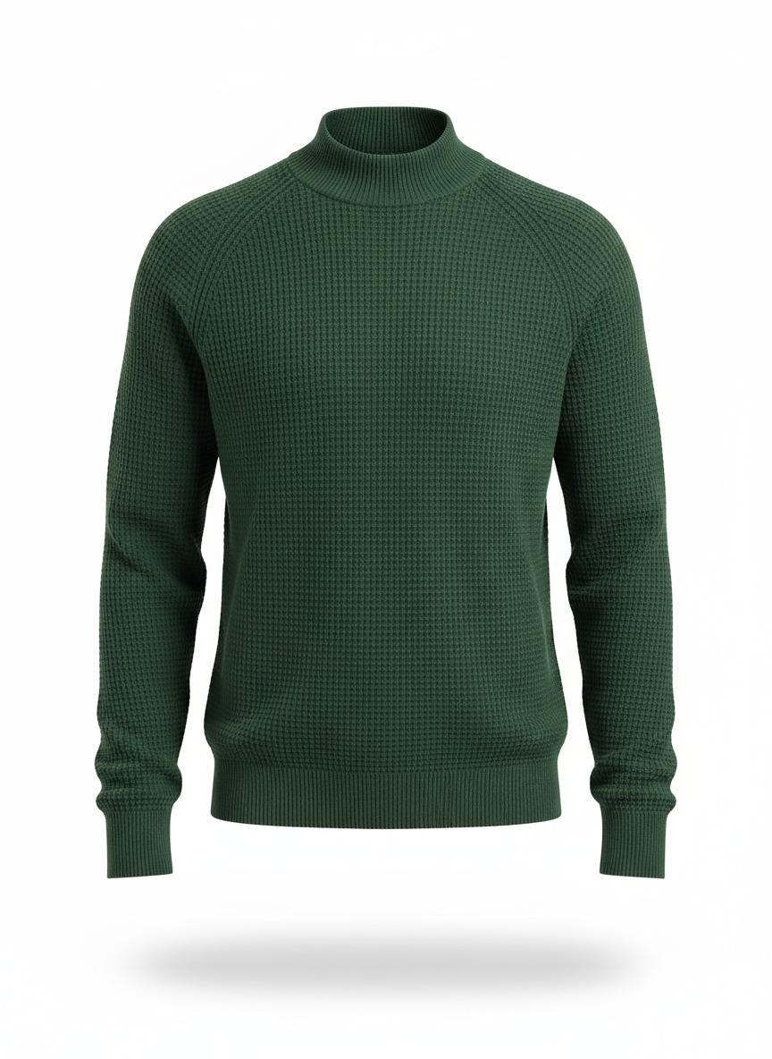 Men's Green Mock-Neck Sweater
