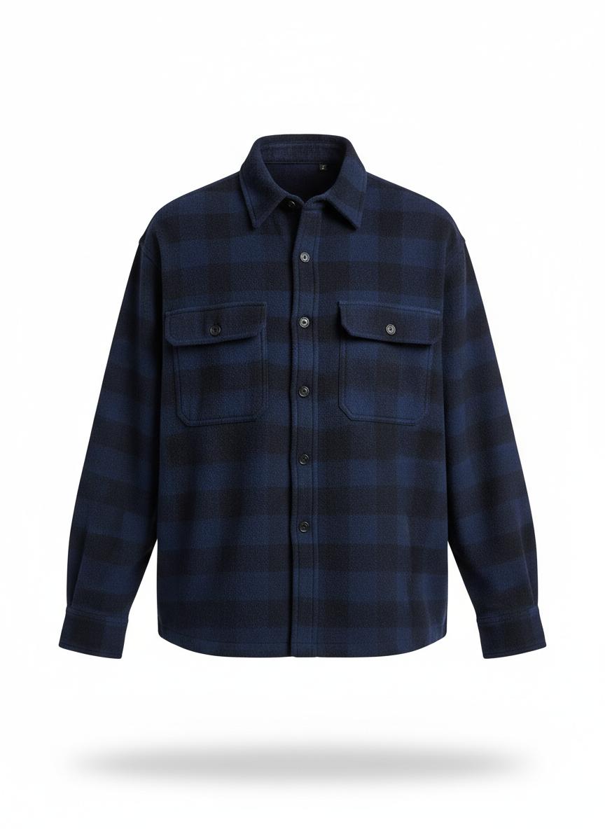 Men's Navy Heavy Flannel Work Shirt