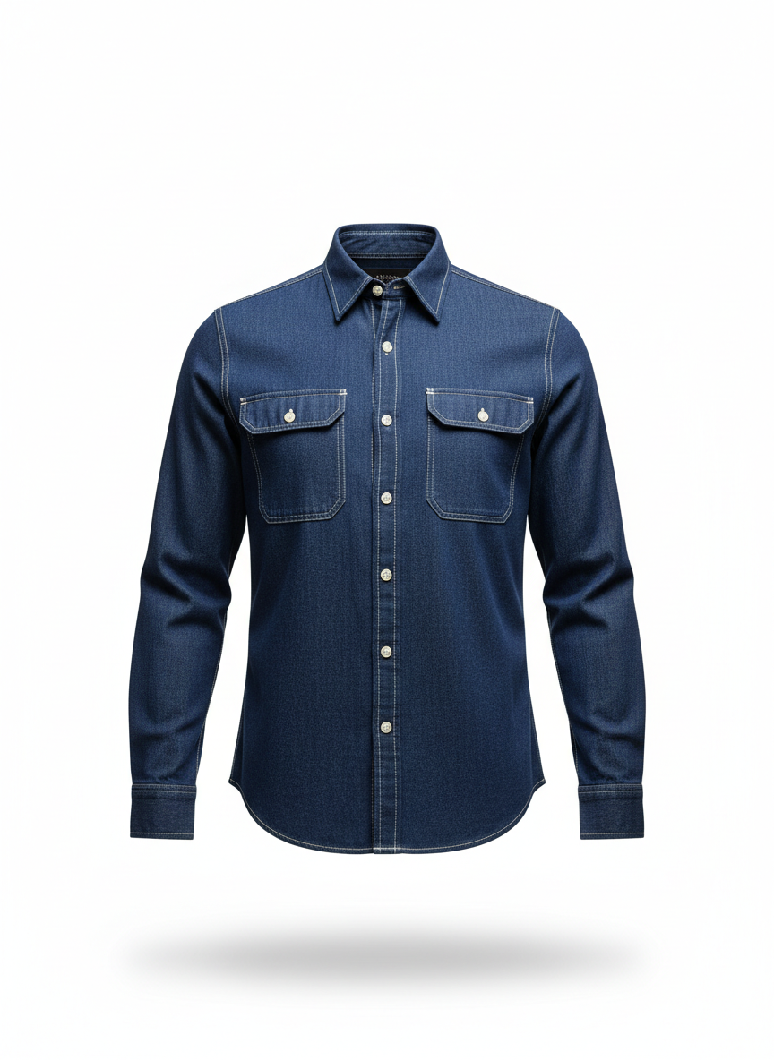 Men's Denim Blue Utility Shirt