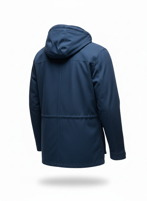 Men's Blue Field Jacket with Stowaway Hood